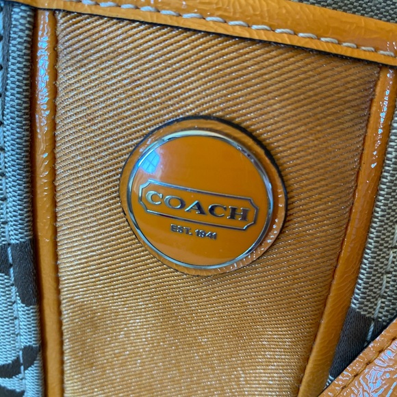 Coach Signature Stripe Pocket Tote In Orange Spice - Picture 4 of 16